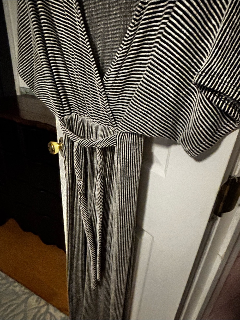 Black and White Striped Summer Out Fit with Waist Tie